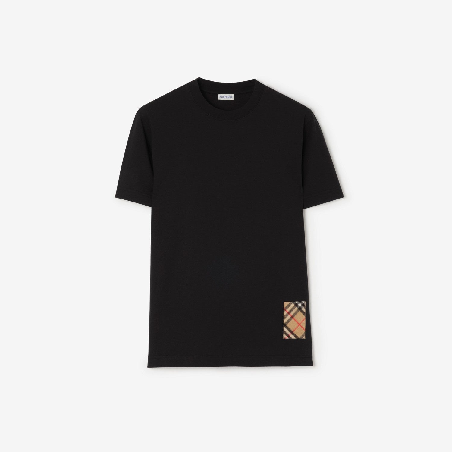 Premium Burberry Slim Fit Check Cashmere Patch Cotton T-shirt