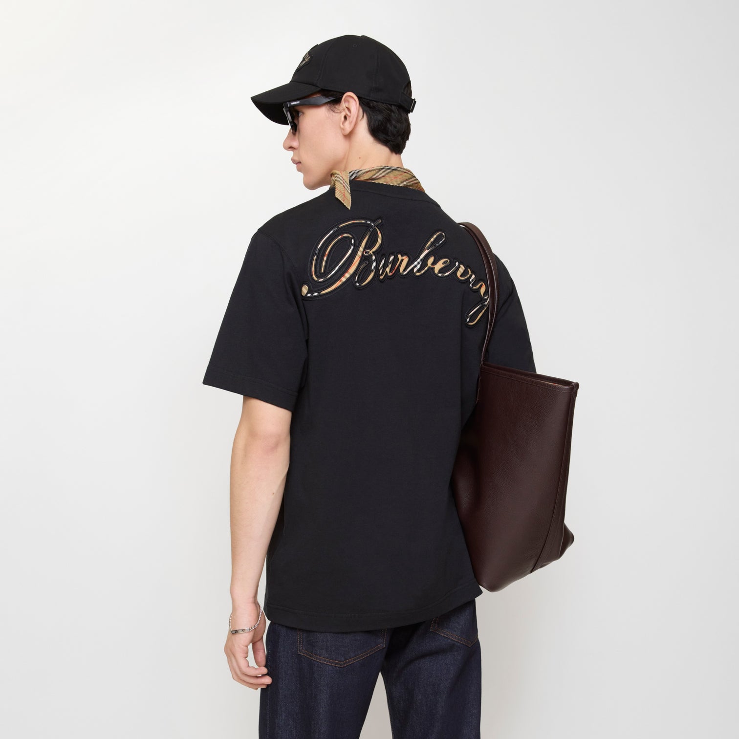 Premium Burberry Relaxed Fit Check Cursive Logo Cotton T-shirt