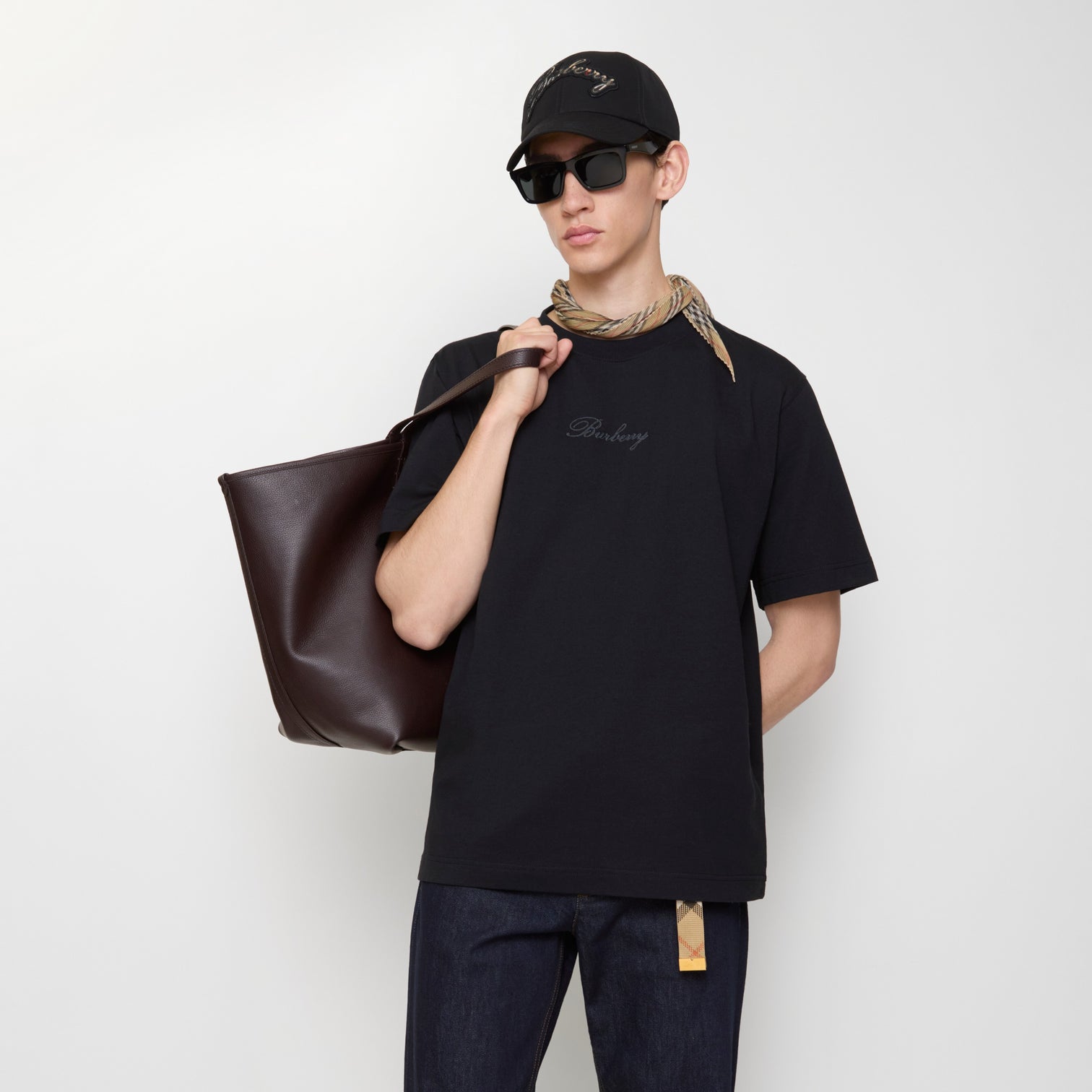 Premium Burberry Relaxed Fit Check Cursive Logo Cotton T-shirt