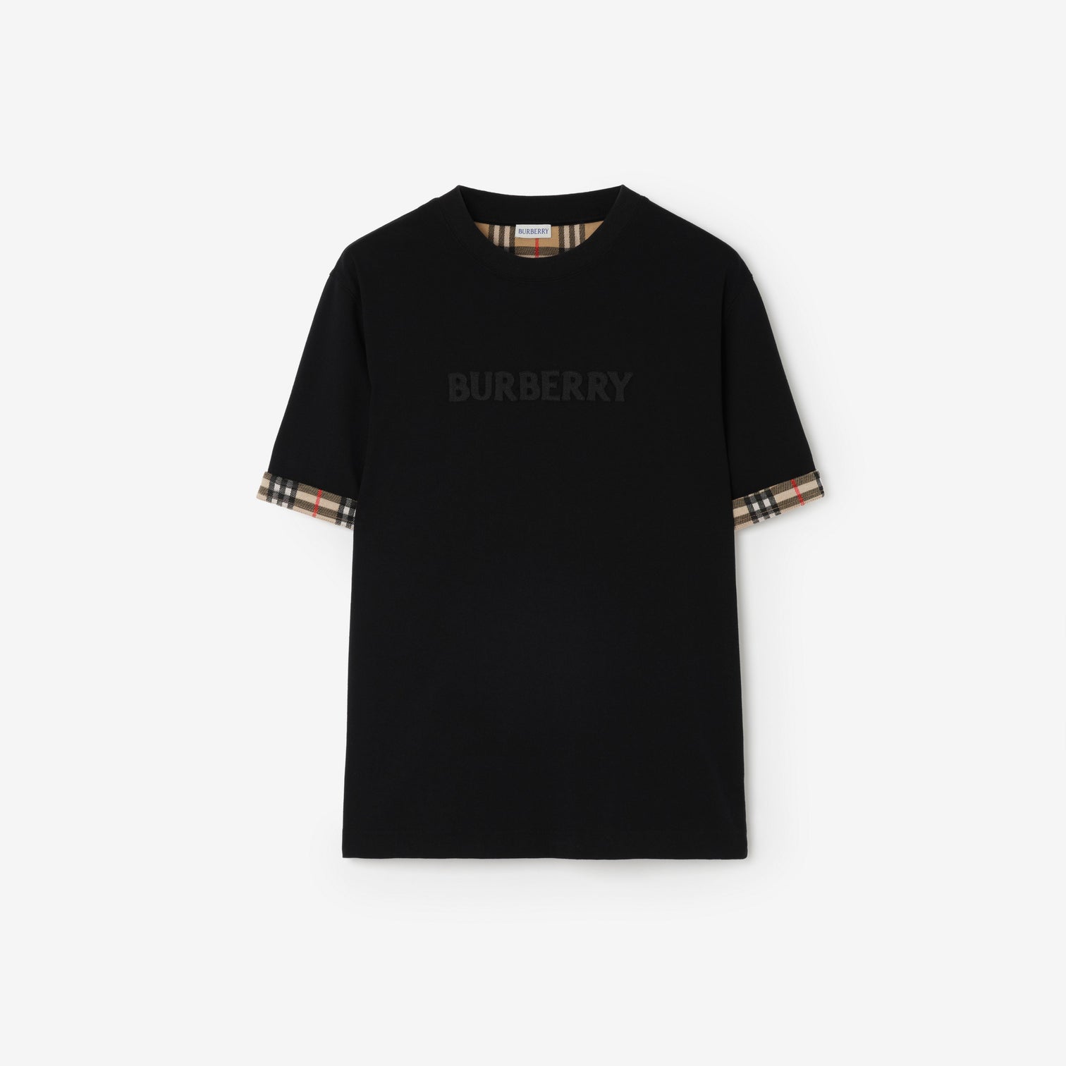 Premium Burberry Relaxed Fit Check Trim Cotton T-shirt