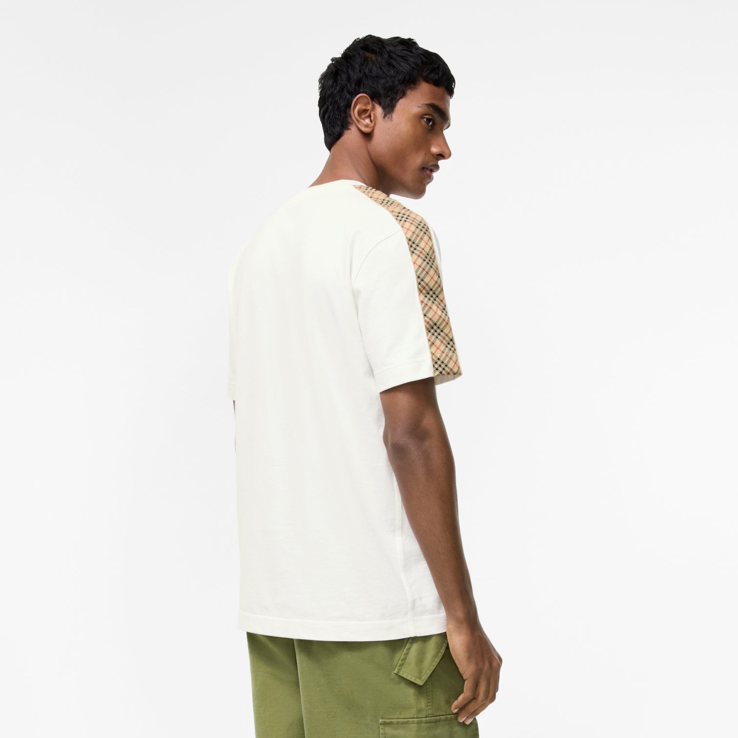 Premium Burberry Slim Fit Check Trim Cotton T-shirt