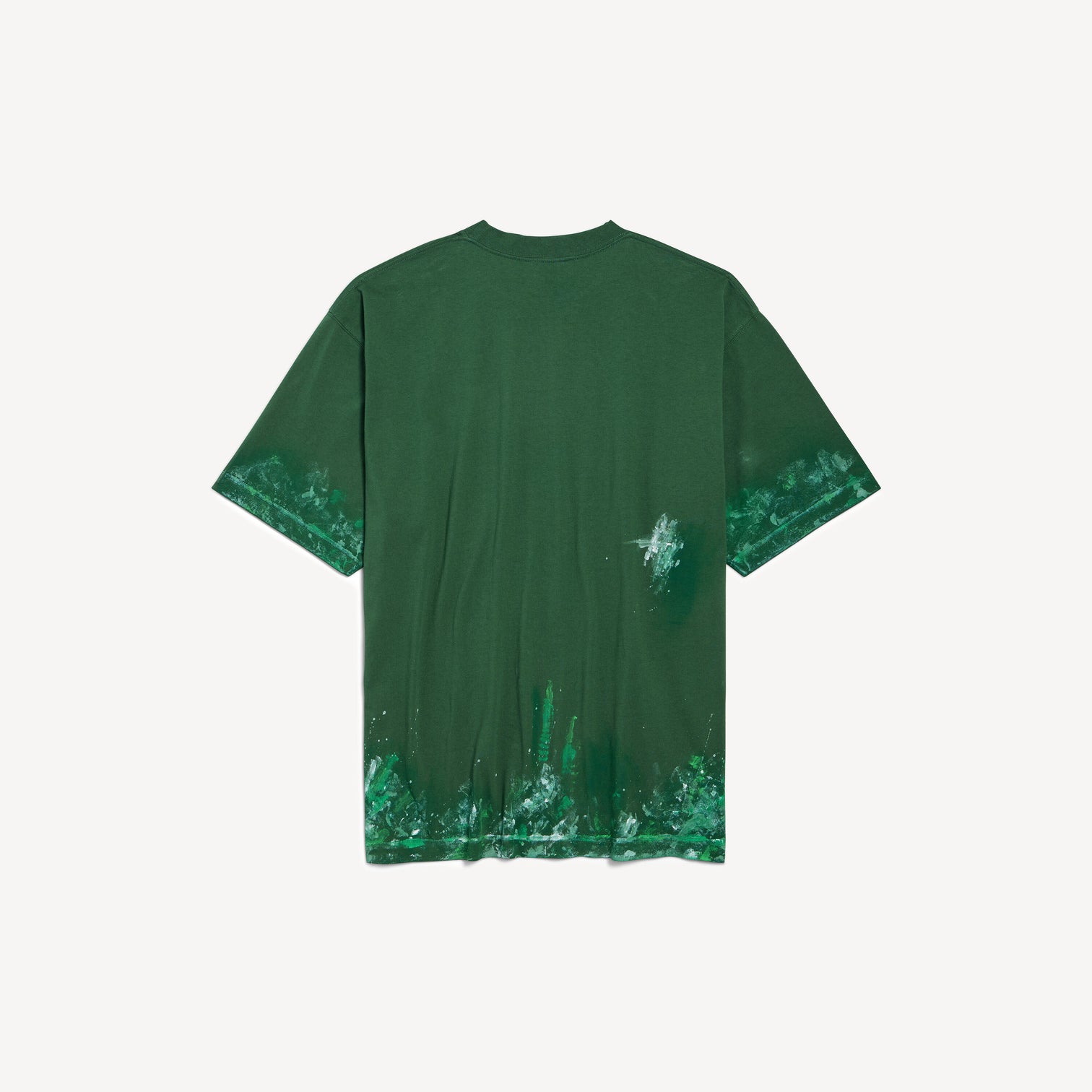 Premium Balenciaga Men's Paint Splatter Medium Fit T-shirt in Bottle Green