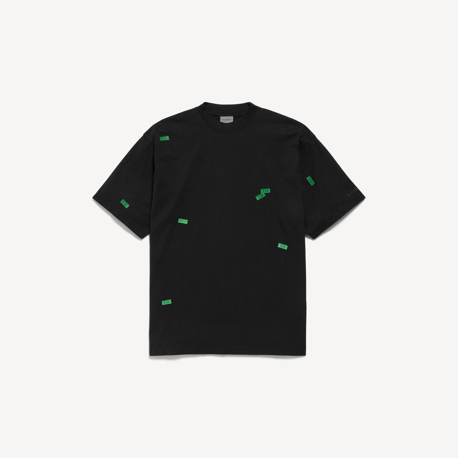 Premium Balenciaga Men's 520 Stickers Medium Fit T-shirt in Black/green