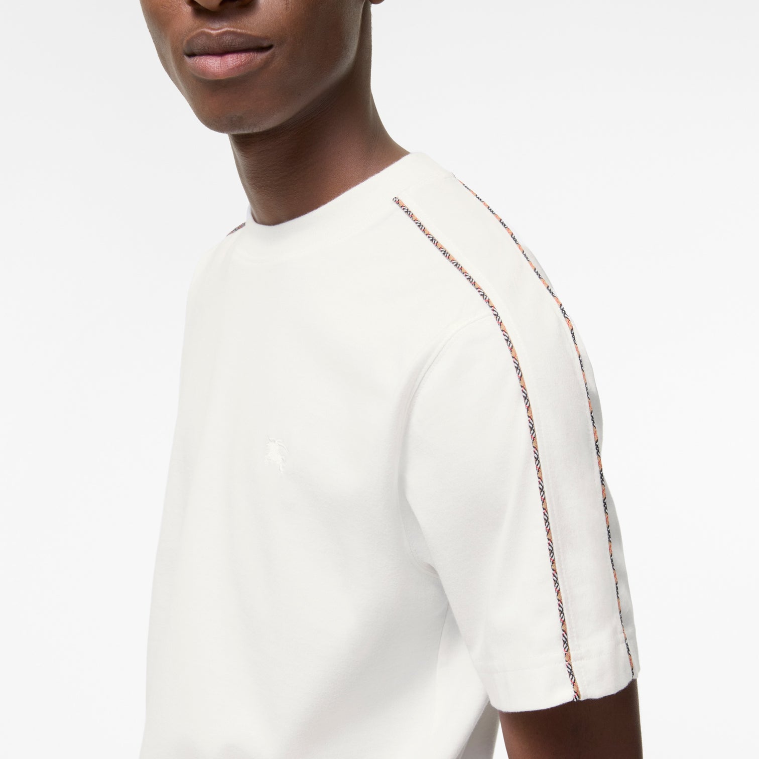Premium Burberry Slim Fit Check Piping Cotton T-shirt