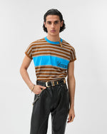 image, Premium Versace Embroidered-Logo Striped-Intarsia Cotton T-Shirt