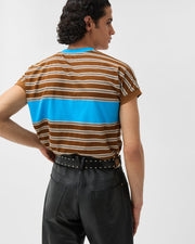 Premium Versace Embroidered-Logo Striped-Intarsia Cotton T-Shirt