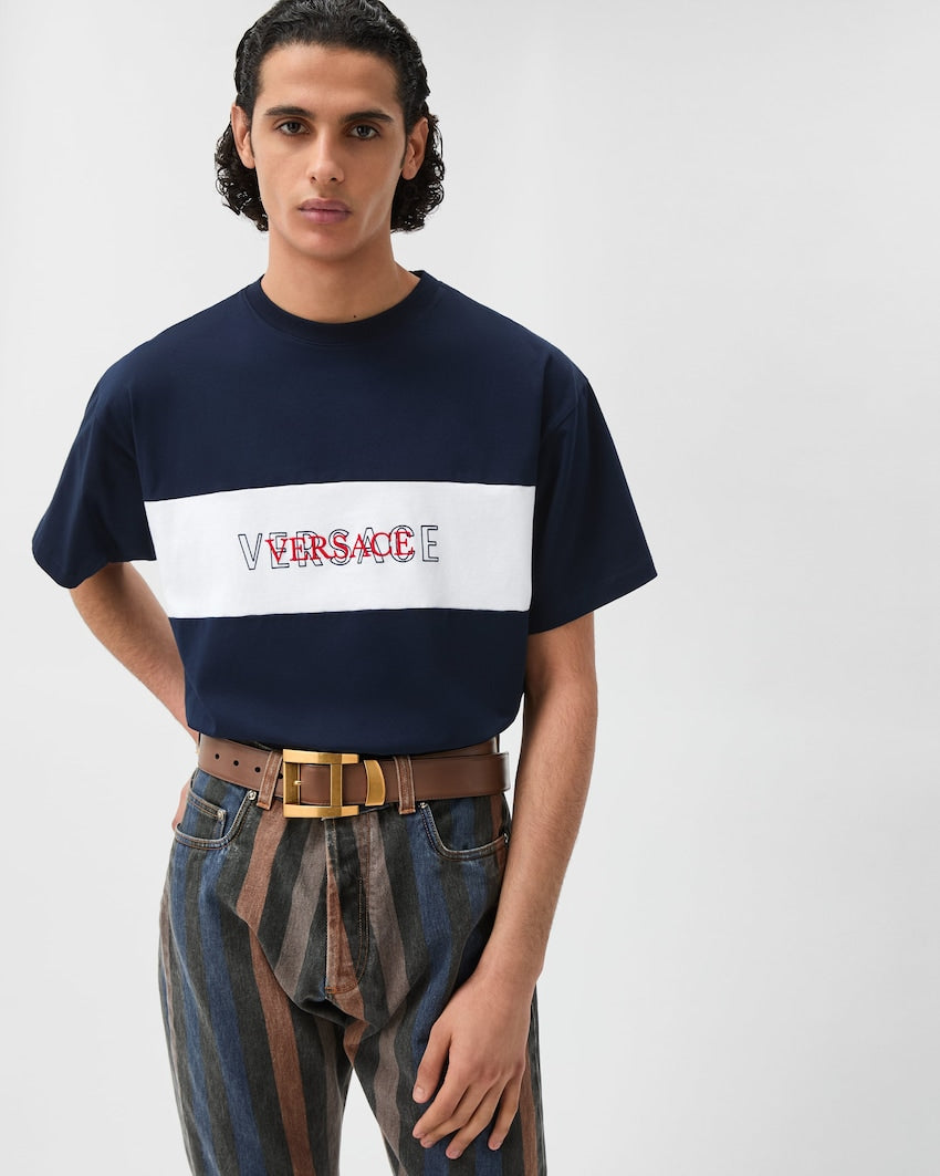 Premium Versace Intarsia Cotton-Jersey Regular T-shirt