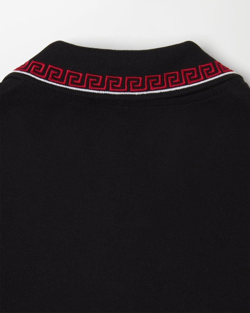 Premium Versace Embroidered-Logo Cotton Piqué Polo