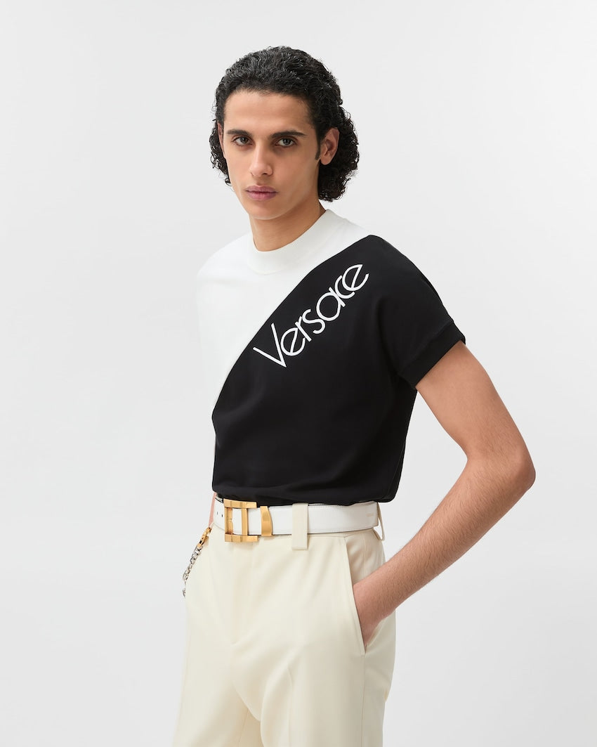 Premium Versace Embroidered-Logo Stretch Cotton-Jersey Slim T-Shirt