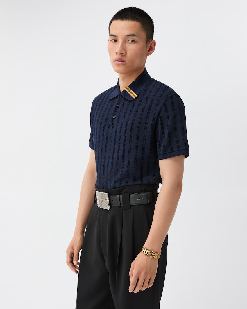 Premium Versace Jacquard Cotton Piqué Polo
