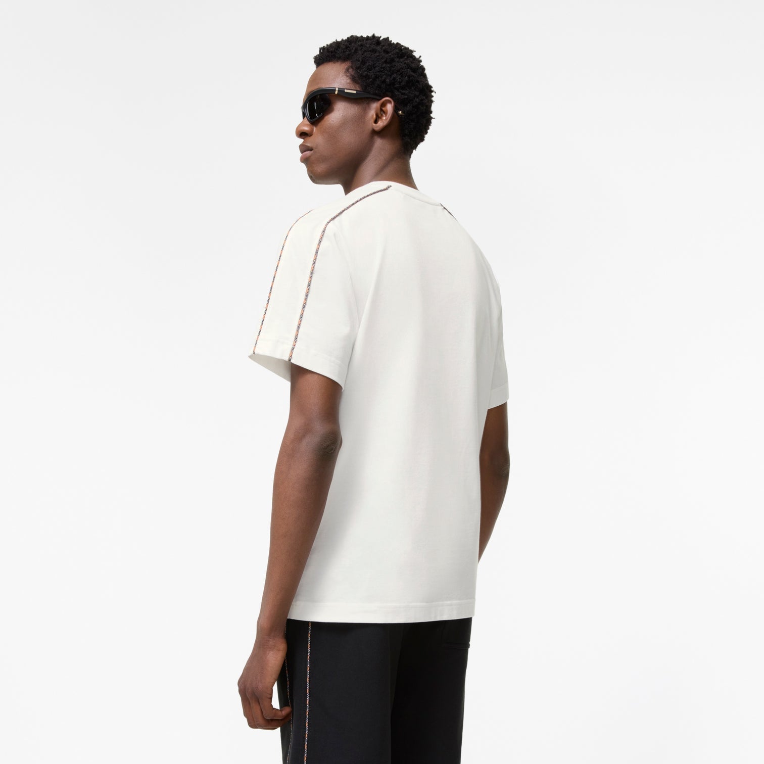 Premium Burberry Slim Fit Check Piping Cotton T-shirt