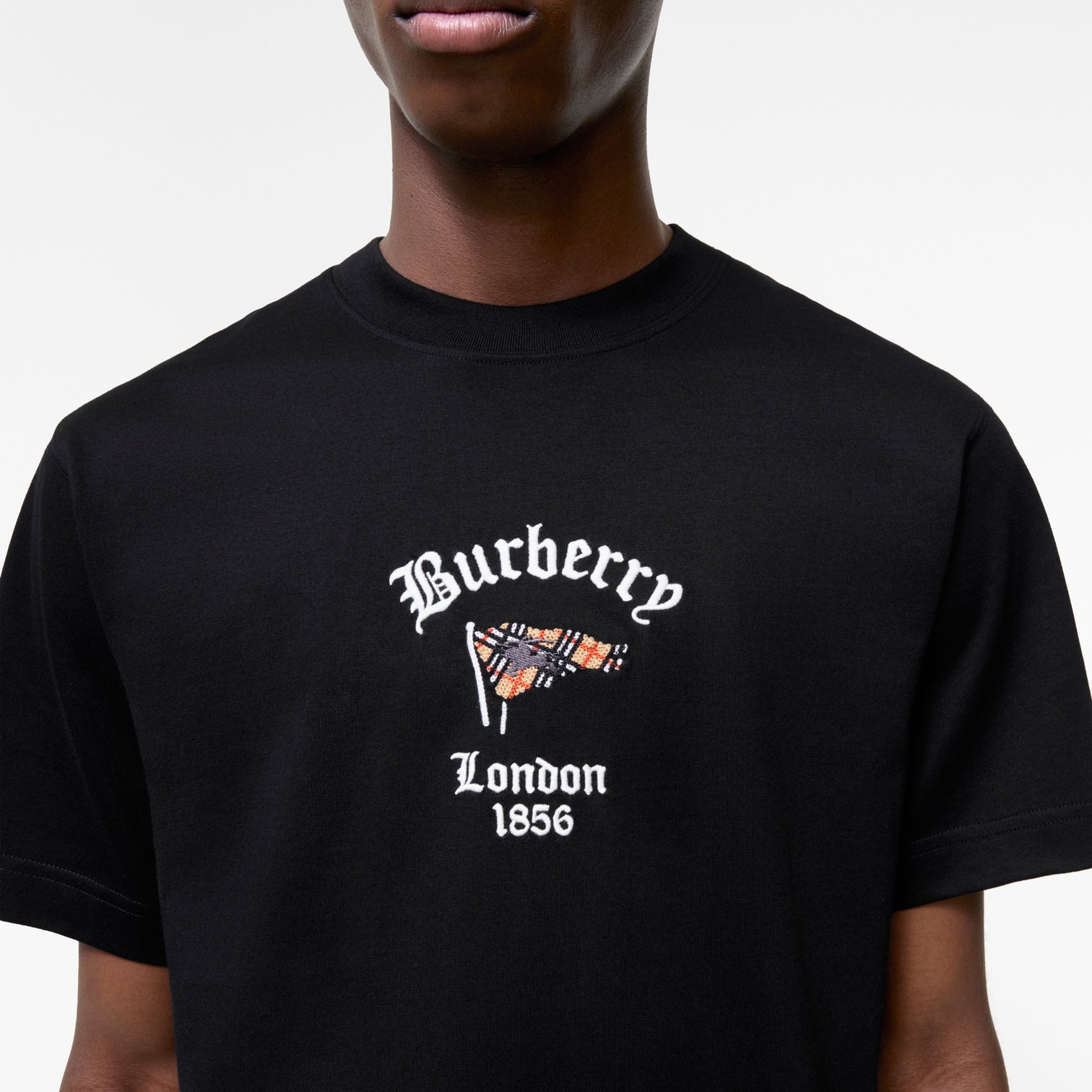 Premium Burberry Relaxed Fit Check Flag Cotton T-shirt