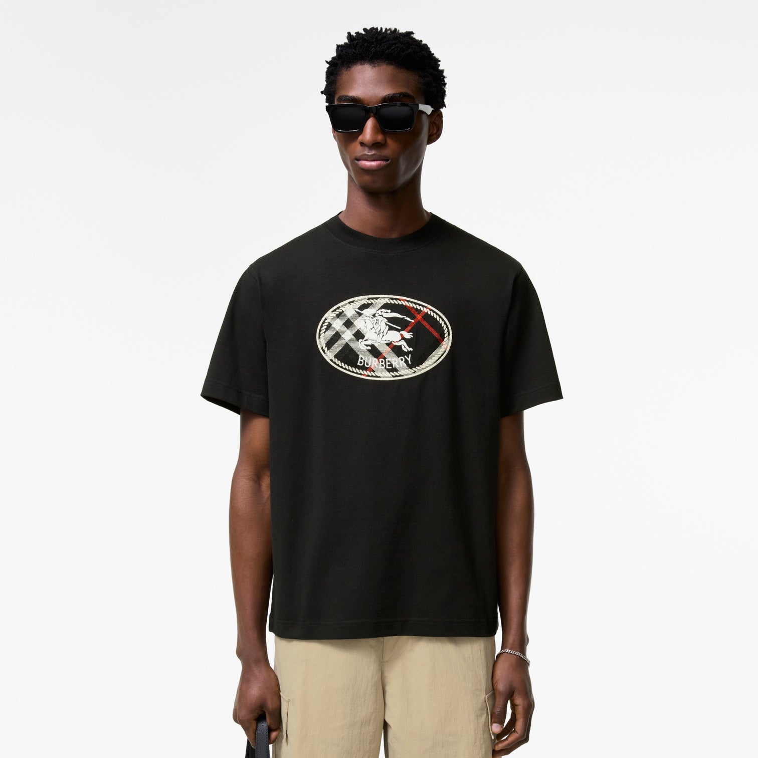 Premium Burberry Relaxed Fit Check Knight Stamp Cotton T-shirt