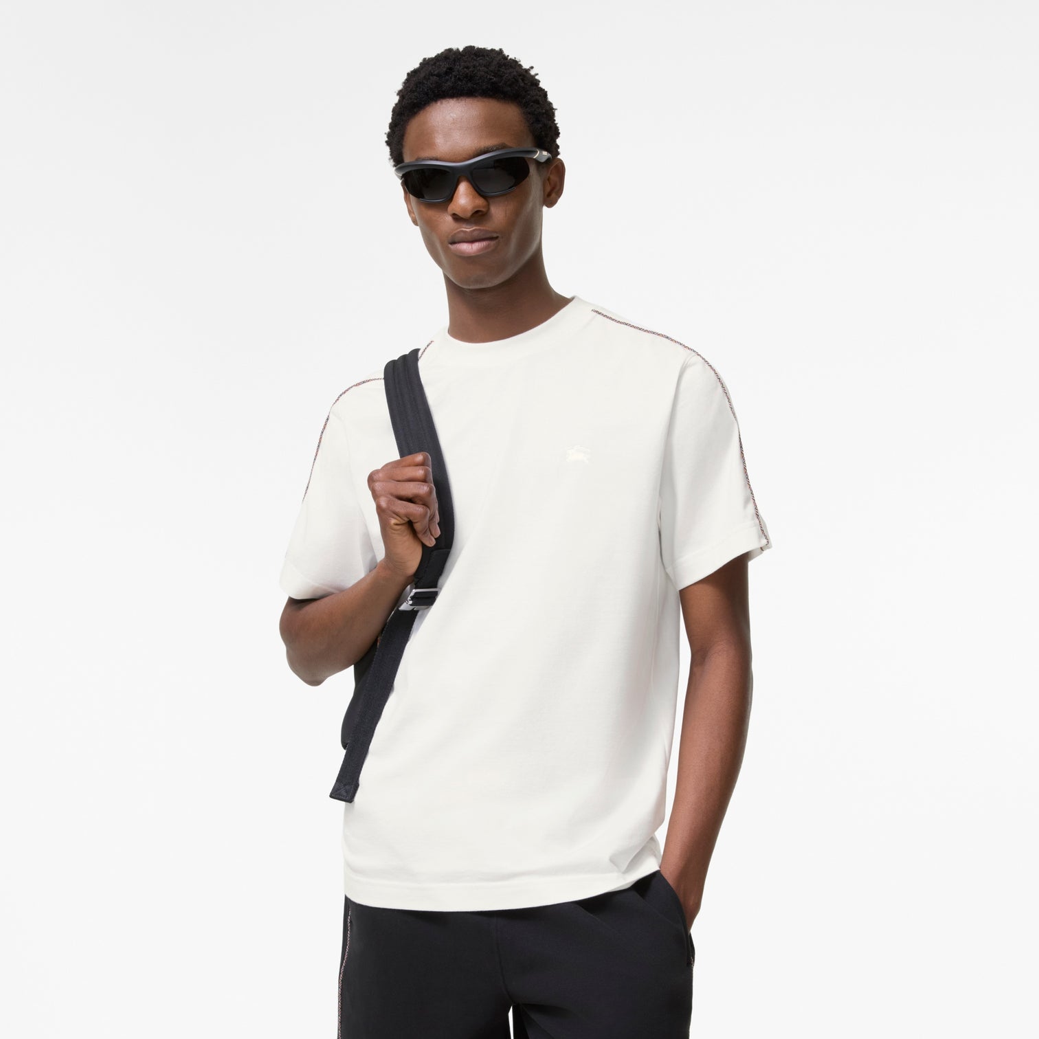 Premium Burberry Slim Fit Check Piping Cotton T-shirt