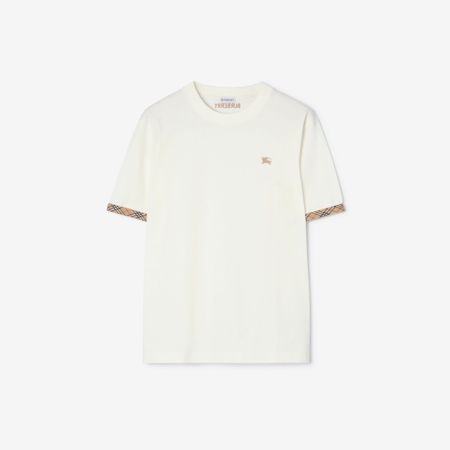 Premium Burberry Relaxed Fit Check Trim Cotton T-shirt