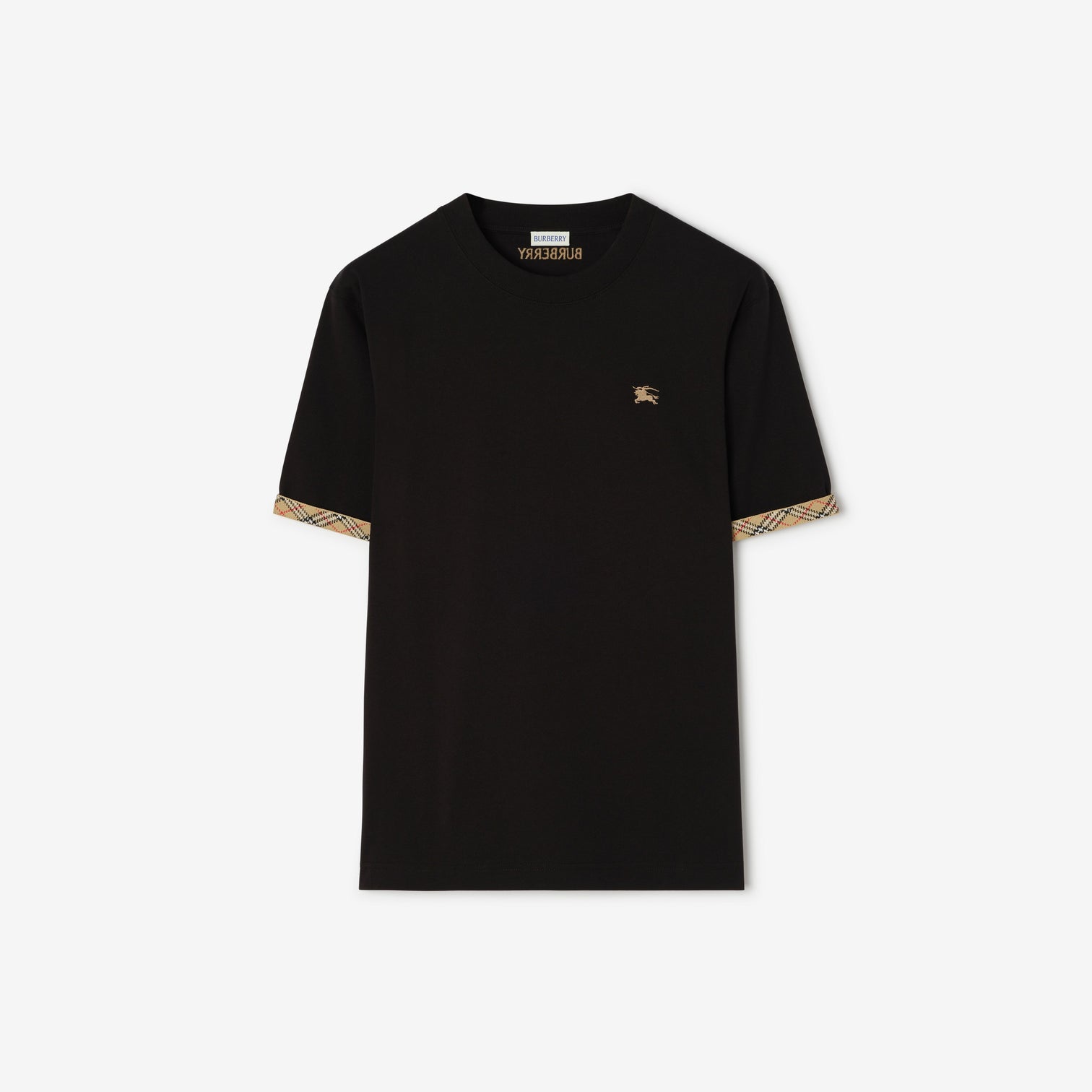 Premium Burberry Relaxed Fit Check Trim Cotton T-shirt