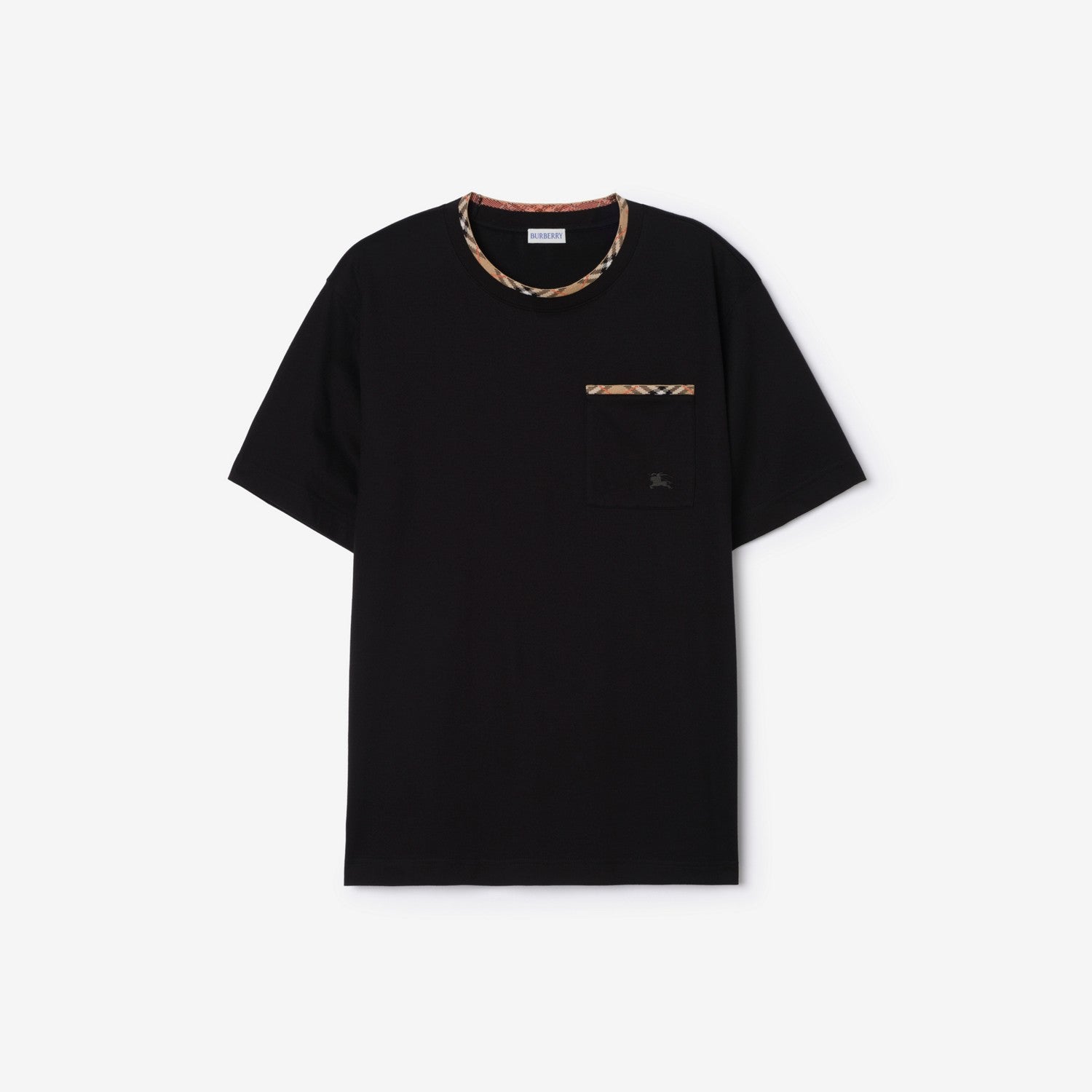 Premium Burberry Relaxed Fit Check Trim Cotton T-shirt