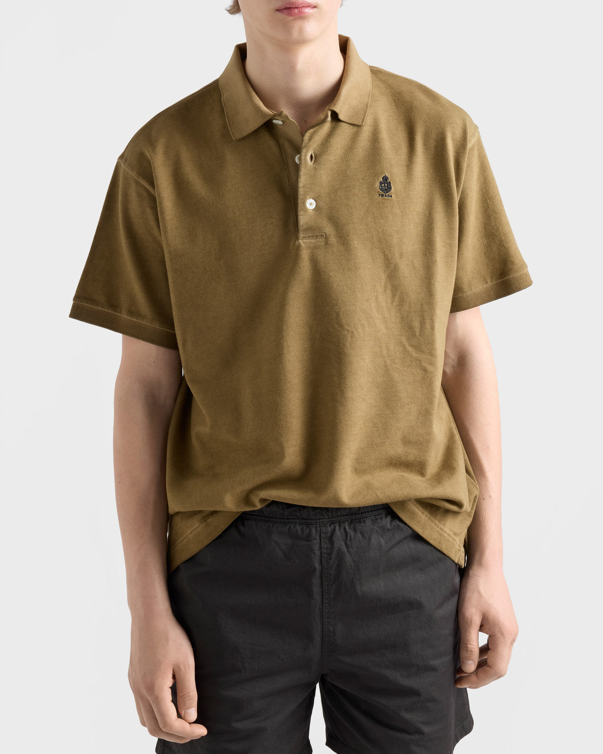 Premium Prada Garment-dyed cotton polo shirt